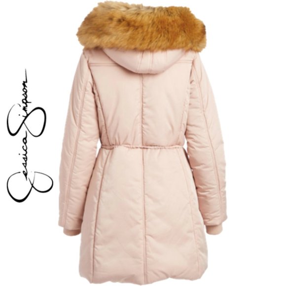 NWT JESSICA SIMPSON Blush Faux Fur Trim Co… - Picture 2 of 8